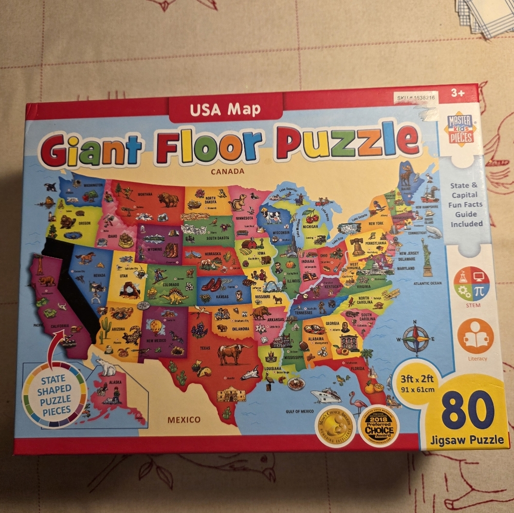 Giant Floor Puzzle USA Map - 80 Piece Jigsaw